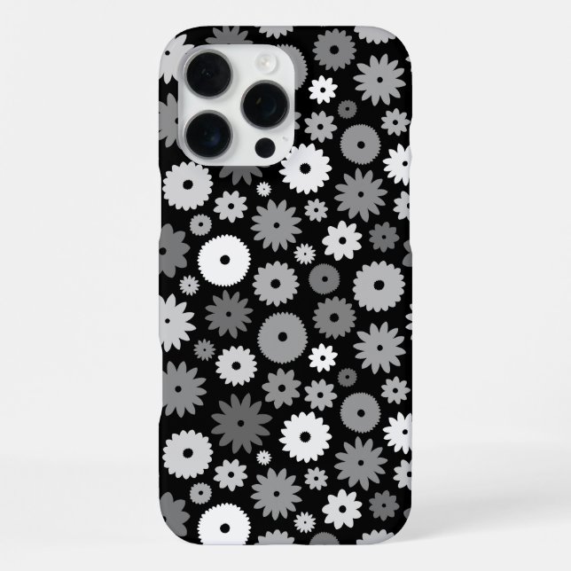 Funda Para iPhone Flores monocromas repiten patrón (Reverso )