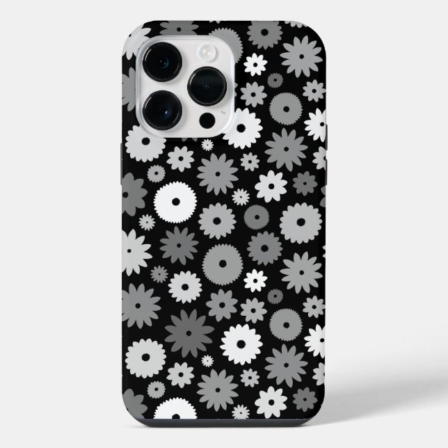 Funda Para iPhone Flores monocromas repiten patrón (Reverso )