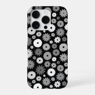 Funda Para iPhone 16 Pro Flores monocromas repiten patrón