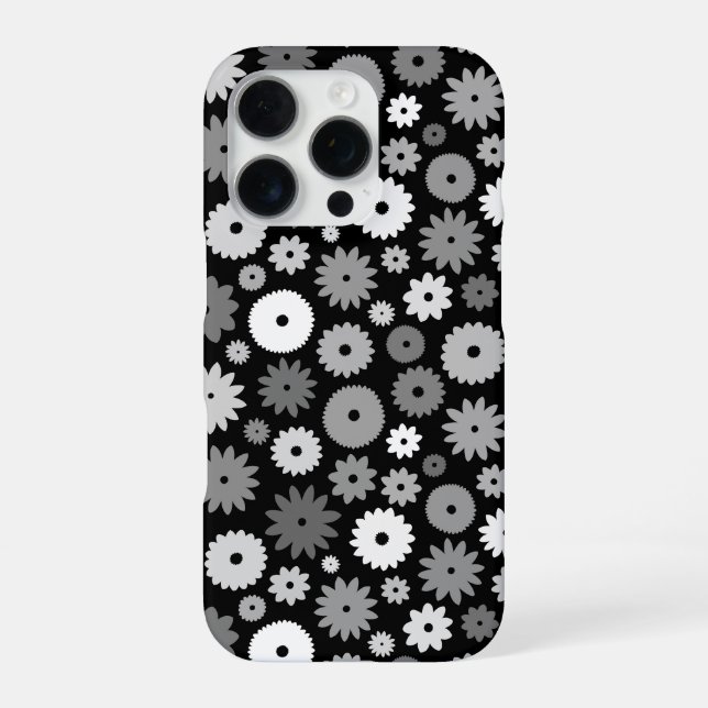 Funda Para iPhone Flores monocromas repiten patrón (Reverso)