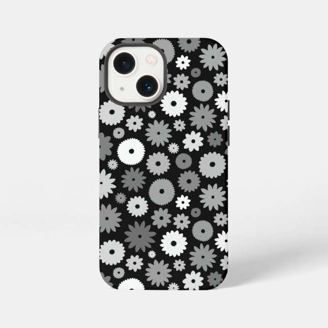 Funda Para iPhone Flores monocromas repiten patrón (Reverso )