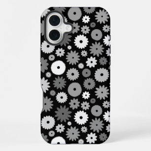 Funda Para iPhone 16 Plus Flores monocromas repiten patrón