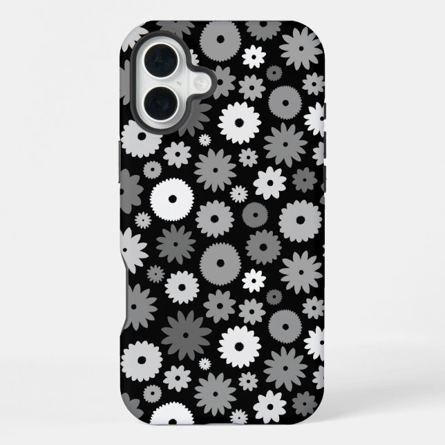 Funda Para iPhone Flores monocromas repiten patrón (Reverso )