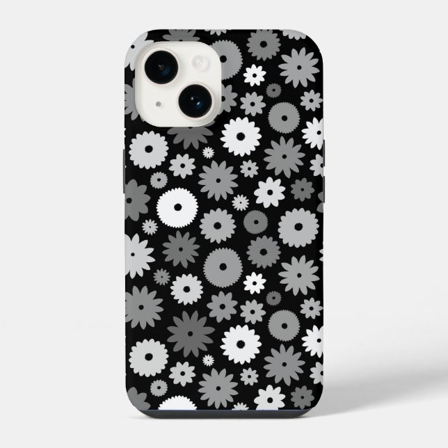 Funda Para iPhone Flores monocromas repiten patrón (Reverso )