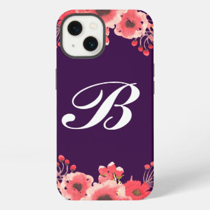 Flores Monogramadas de Tonos de Joyas Moradas en A