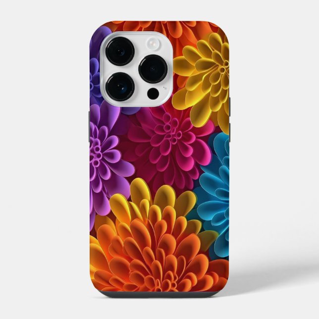 Funda Para iPhone Flores multicolores 3D (Reverso )