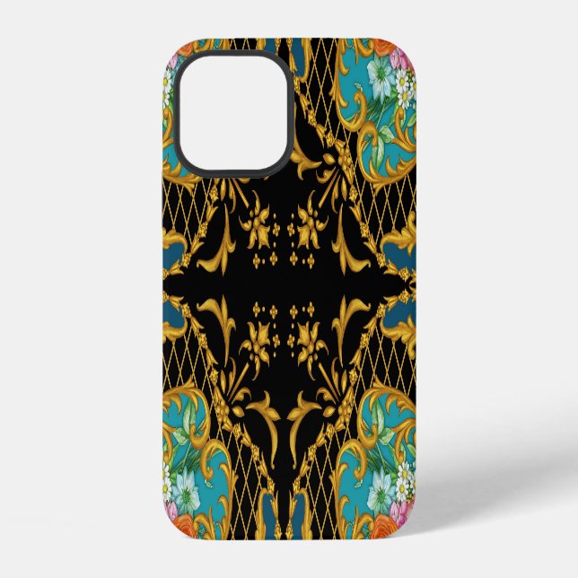 Funda Para iPhone Flores Naranja Rosadas: Composición Cuadrada (Reverso )