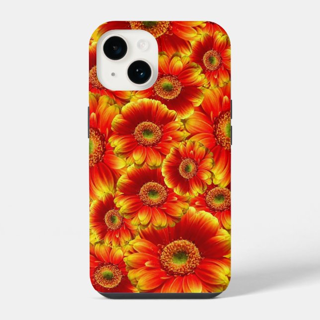 Funda Para iPhone Flores Naranjas Brillantes (Reverso )