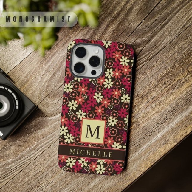 Funda Para iPhone Flores Naranjas rosadas amarillas florales persona (Custom Brown Floral Yellow Pink Orange Flowers iPhone Case)