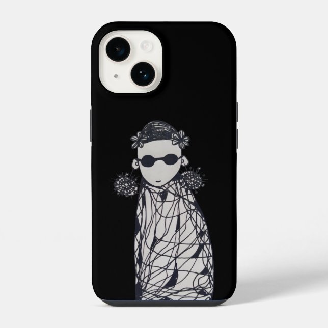 Funda Para iPhone Flores negras, pendientes y gafas de sol  (Reverso )