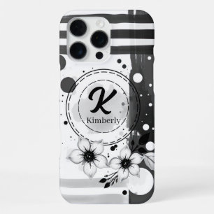 Funda Para iPhone 16 Pro Max Flores negras y blancas con problemas