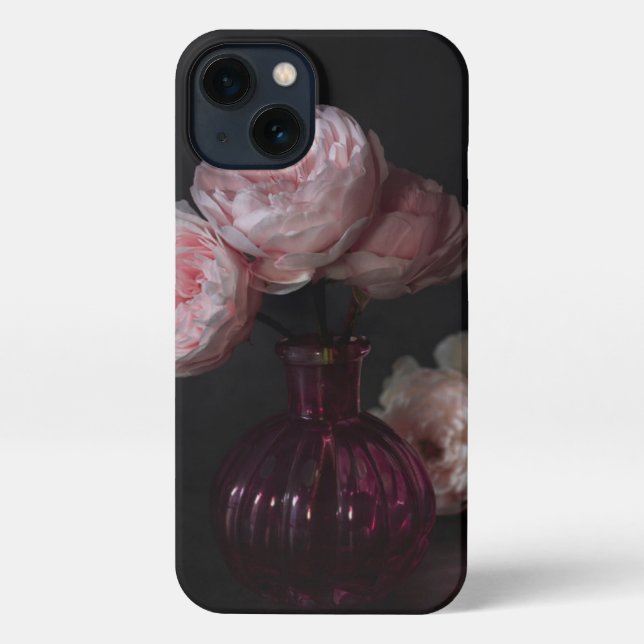 Funda Para iPhone Flores | Peonías rosadas pálidas en grano (Reverso )
