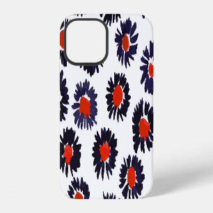 Funda Para iPhone 12 Flores pintadas a mano, patrón rojo y azul.