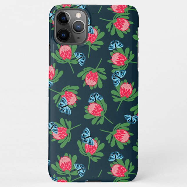 Funda Para iPhone Flores protésicas y mariposas (Reverso)