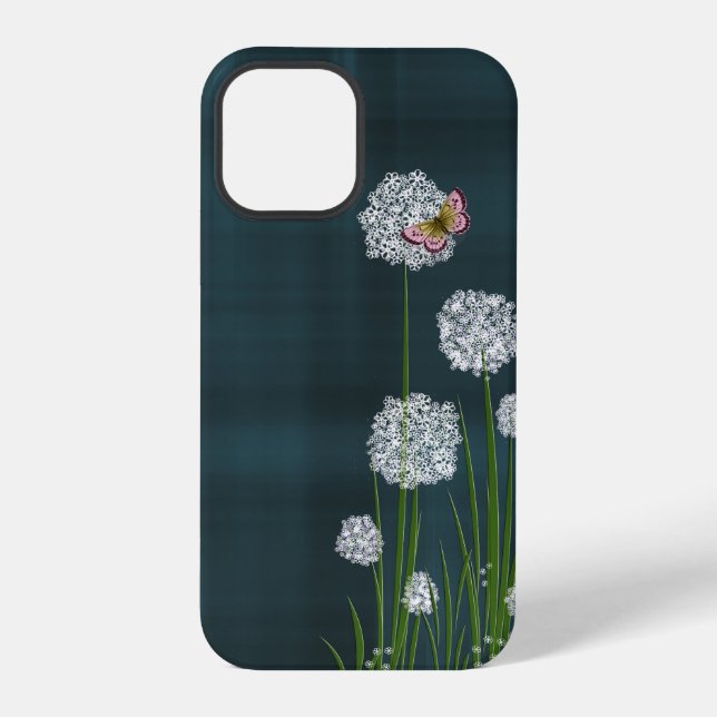 Funda Para iPhone Flores Puffy sobre Cuadros (Reverso )