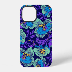 Funda Para iPhone 12 Flores púrpuras y azules William Morris