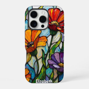 Funda Para iPhone 16 Pro Flores radiantes en paneles de vidrio