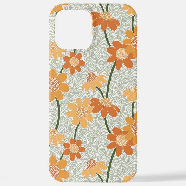 Funda Para iPhone Flores retro de los años 70 apagadas (Reverso )