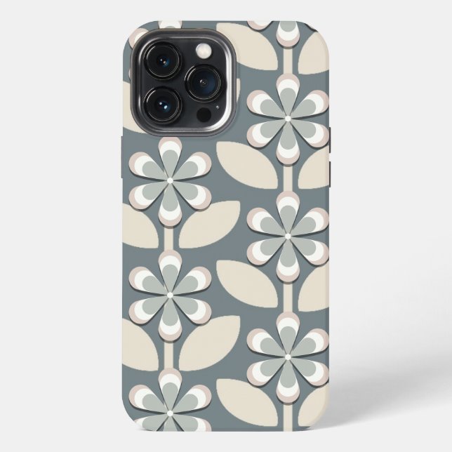 Funda Para iPhone Flores Retro Verde Salvia (Reverso )
