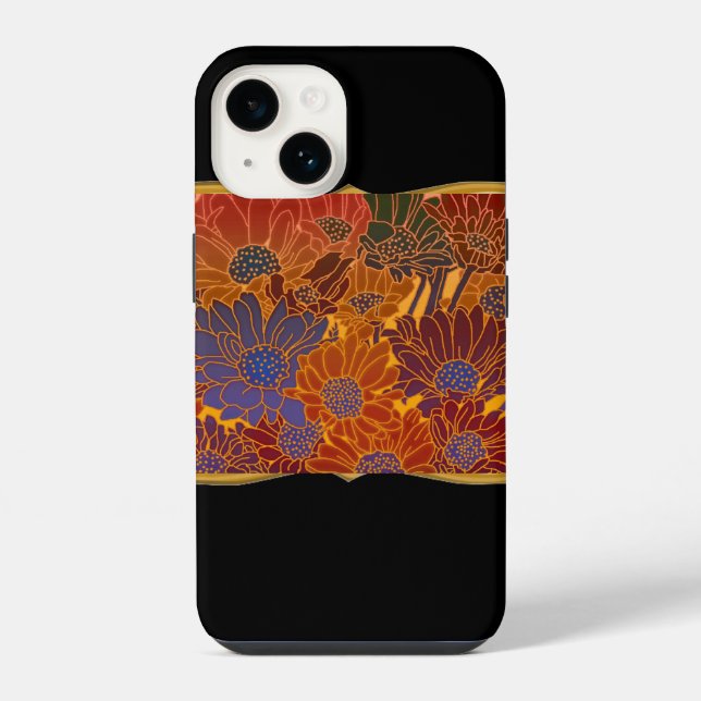 Funda Para iPhone Flores Rojas Azules y Naranjas (Reverso )