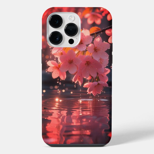 Funda Para iPhone Flores rosadas de Sakura sobre el agua | Serene Sp (Reverso )