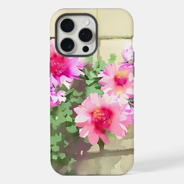 Funda Para iPhone Flores rosadas en acuarela (Reverso )