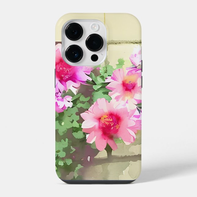 Funda Para iPhone Flores rosadas en acuarela (Reverso )