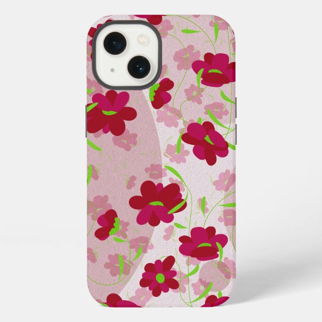 Funda Para iPhone Flores rosadas y rojas - Floral (Reverso )