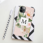 Funda Para iPhone 11Pro Max Flores rosas color de agua modernas monogramadas<br><div class="desc">Flores rosas color de agua modernas monogramadas</div>