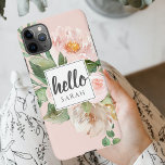 Funda Para iPhone 11Pro Max Flores rosas color de agua modernas y nombre<br><div class="desc">Flores rosas color de agua modernas y nombre</div>
