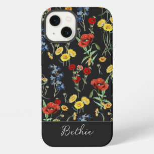 Flores salvajes elegantes y modernas nombran negro