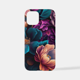 Funda Para iPhone 12 Mini Flores salvajes verde azuladas púrpuras arte de IA
