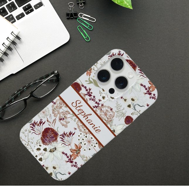 Funda Para iPhone Flores silvestres de Borgoña Modernas | Elegante B (Subido por el creador)