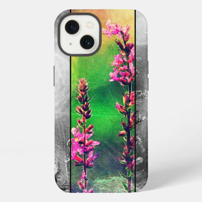 Funda Para iPhone Flores silvestres en raya  (Reverso )