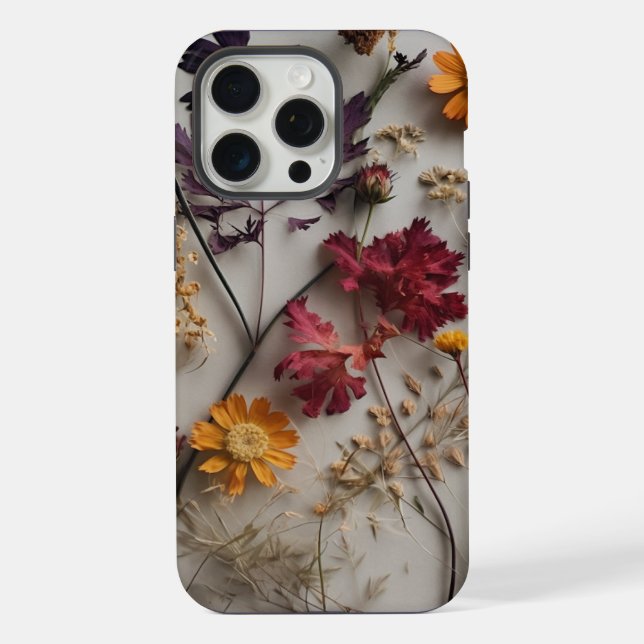 Funda Para iPhone Flores silvestres presionadas de fondo blanco (Reverso )