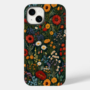 Funda Para iPhone 14 Flores silvestres Rojo Naranja Azul Blanco Púrpura