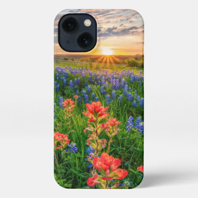 Funda Para iPhone Flores | Texas Bluebonnets y pincel indio (Reverso )