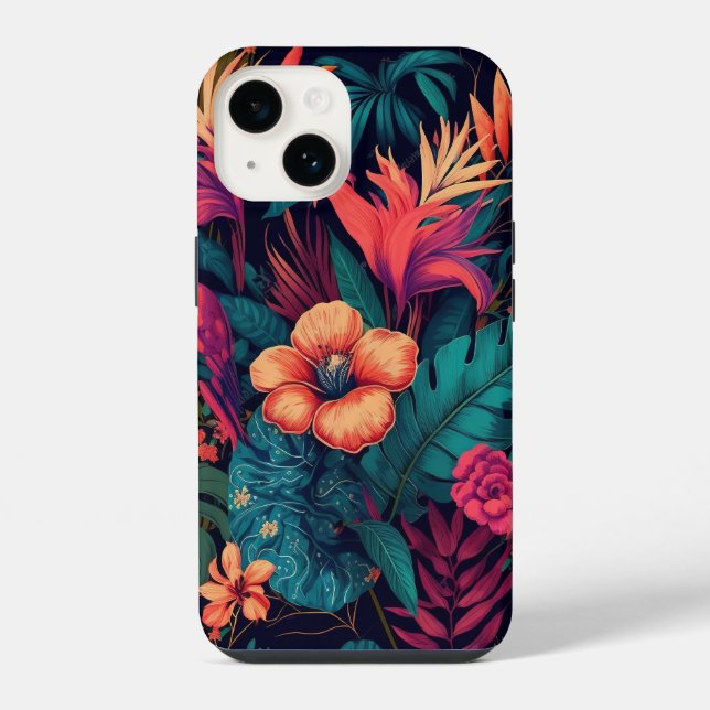 Funda Para iPhone Flores tropicales (Reverso )
