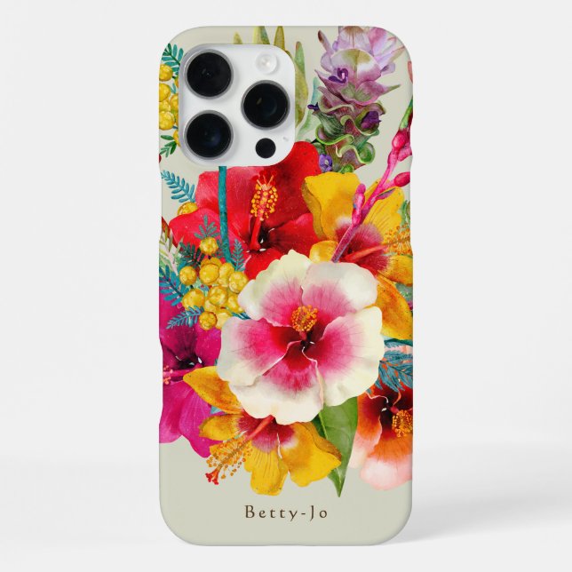 Funda Para iPhone Flores Tropicales Calientes (Reverso )
