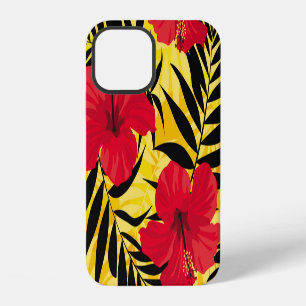 Funda Para iPhone 12 Flores tropicales hojas de palma, patrón vintage.