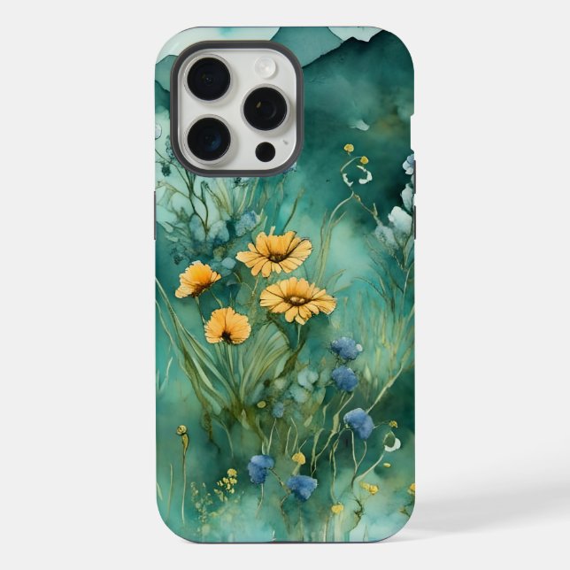 Funda Para iPhone Flores virales de paisaje verde suave (Reverso )