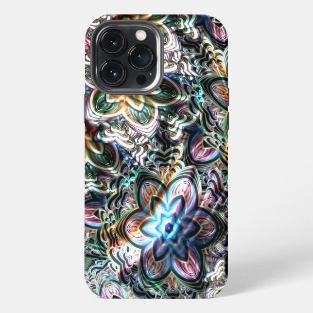Funda Para iPhone Flores virtuales difusas en trazos de gradiente de (Reverso )