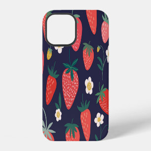Funda Para iPhone 12 Flores y Frutas de Fresa: Patrón Decorativo