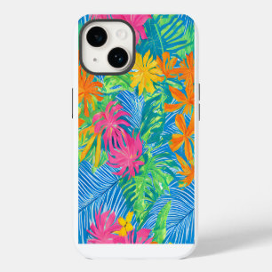 Funda Para iPhone 14 Flores y hojas tropicales coloridas