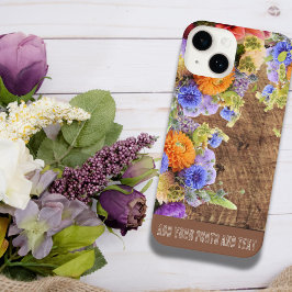 Funda Para iPhone 14 Flores y madera de plantilla personalizadas