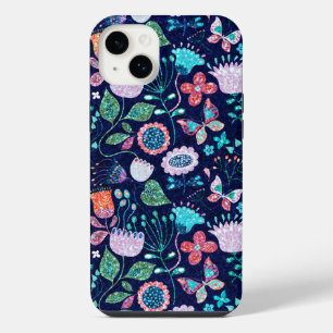 Funda Para iPhone 14 Plus Flores y mariposas exóticas coloridas