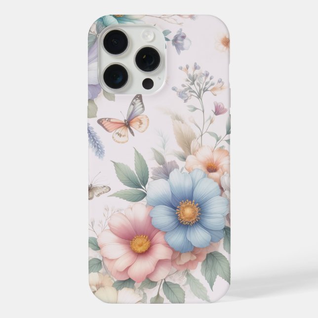 Funda Para iPhone Flores y mariposas luminosas 🌼 (Reverso )