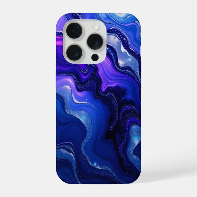 Funda Para iPhone Fluido abstracto azul y púrpura (Reverso )