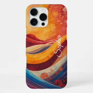 Funda Para iPhone 16 Pro Max Flujo bohemio: impresión de arte abstracto de onda