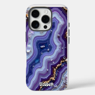 Funda Para iPhone 16 Pro Flujo de Geoda Abstracta con Oro